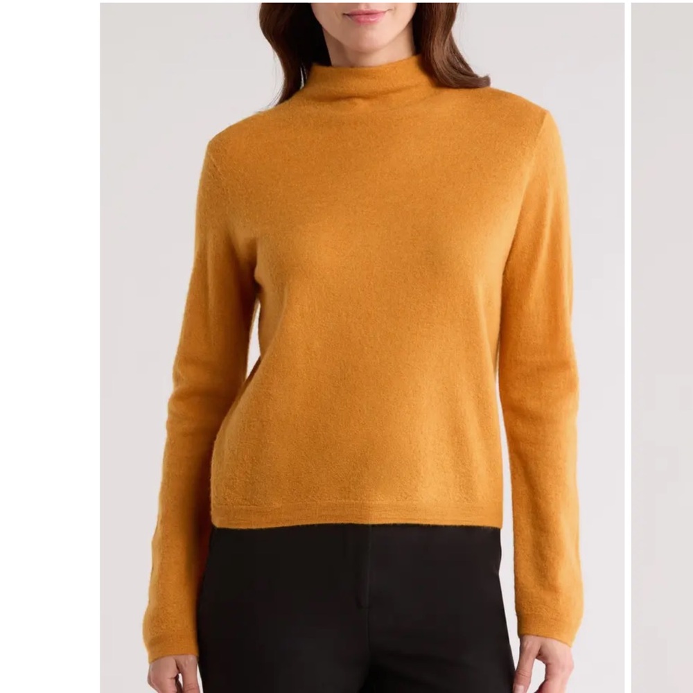 Vince Gold Sap Mock Neck Cashmere Pullover Long Sleeve Sweater Women’s Medium